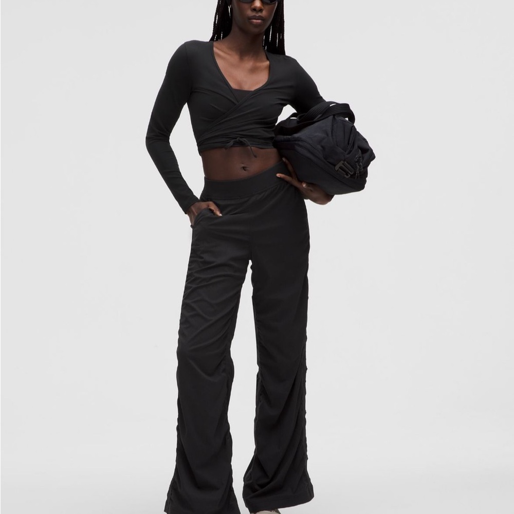 lululemon ruched wide leg high rise pant